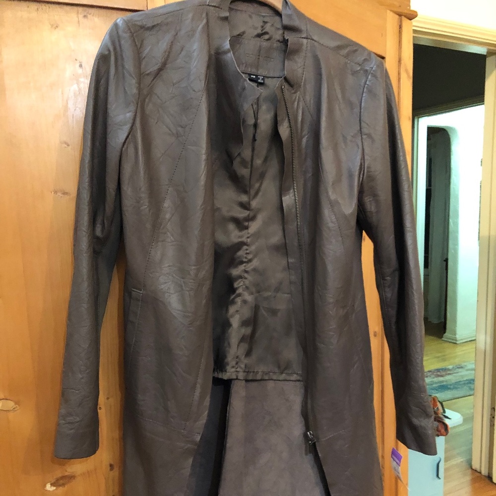 CIGNO NERO BROWN LEATHER COAT